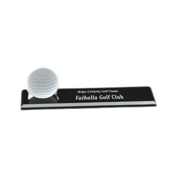 Crystal Golf Ball on Black Glass Base Desk Award - Click to enlarge