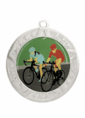 Silver Cycling Award Medal, 2 3/4"