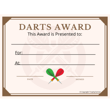 Darts Award Free Template - Click to enlarge