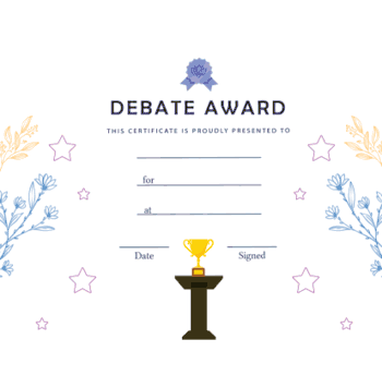 Debate Award Free Template - Click to enlarge