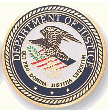Department Of Justice Medal Insert (Etched) - Click to enlarge