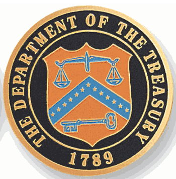 Department Of The Treasury Medal Insert (Etched) - Click to enlarge