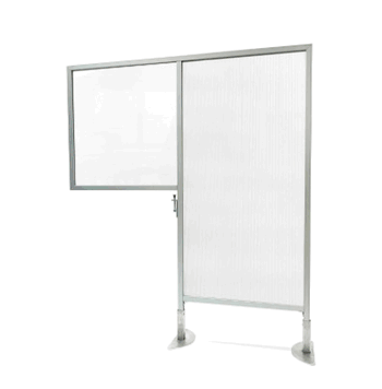 Desk to Floor Partition with Clear Desk Panel and Clear Fluted Polycarbonate Floor Panel, 57"H x 47"W - Click to enlarge