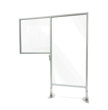 Desk to Floor Partition with Clear Desk Panel and Porcelain Whiteboard Floor Panel, 57"H x 47"W - Click to enlarge