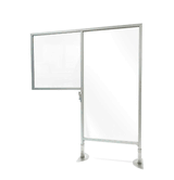Desk to Floor Partition with Clear Desk Panel and Porcelain Whiteboard Floor Panel, 57"H x 47"W