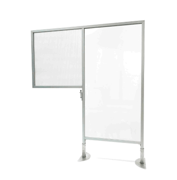 Desk to Floor Partition with Clear Fluted Desk Panel and Clear Thermoplastic Floor Panel, 57"H x 47"W - Click to enlarge
