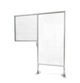 Desk to Floor Partition with Clear Fluted Desk Panel and Clear Thermoplastic Floor Panel, 57"H x 47"W