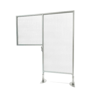 Desk to Floor Partition with Clear Fluted Desk Panel and Floor Panel, 57"H x 47"W - Click to enlarge