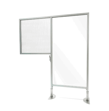 Desk to Floor Partition with Clear Fluted Desk Panel and Porcelain Whiteboard Floor Panel, 57"H x 47"W - Click to enlarge