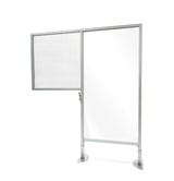 Desk to Floor Partition with Clear Fluted Desk Panel and Porcelain Whiteboard Floor Panel, 57"H x 47"W