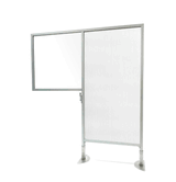 Desk to Floor Partition with Porcelain Whiteboard Desk Panel and Clear Fluted Floor Panel, 57"H x 47"W