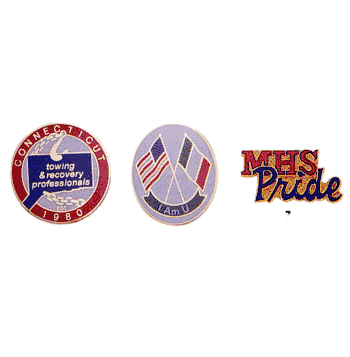 Die-Struck Brass Custom Logo Pins - Click to enlarge