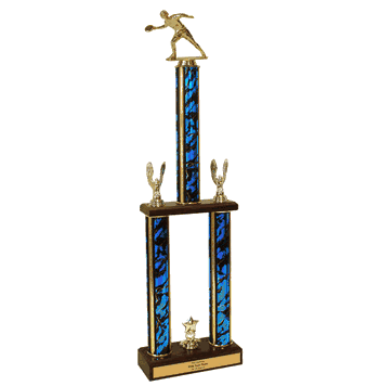 Disc Golf Two Tier Championship Trophy with Wood Base - Click to enlarge
