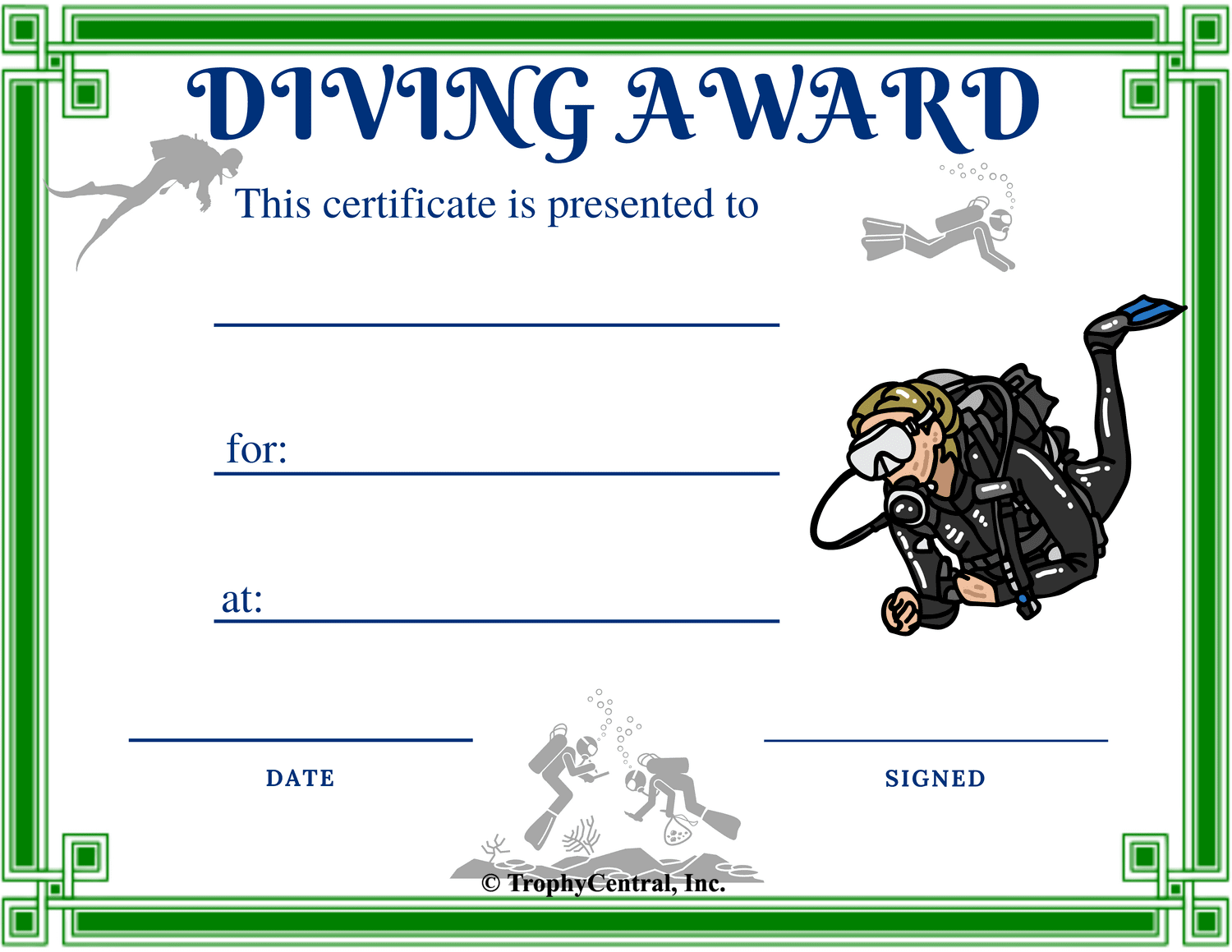 Free Diving Certificate Template TrophyCentral