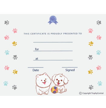 Dogs Certificate - Free Template - Click to enlarge
