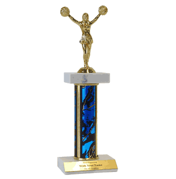 Cheerleader High Five Trophy - Deluxe Double Platform - Multiple Sizes - Click to enlarge