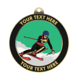 Downhill Skiing Insert Medal with Personalized Rim