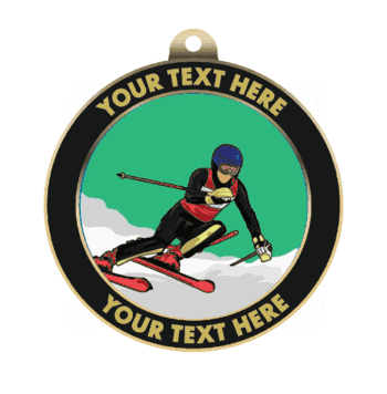 Downhill Skiing Insert Medal with Personalized Rim - Click to enlarge