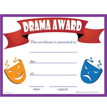 Free Drama Certificates, Certificate Free Drama