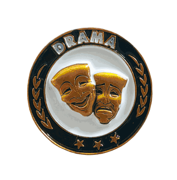Drama Gold Enamel Lapel Pin - Click to enlarge