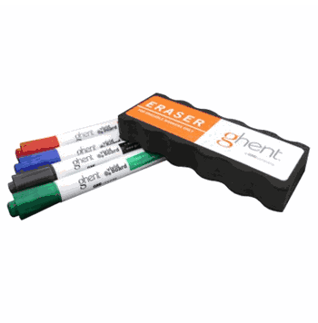 Dry Erase Markers, Assorted Colors, 4-Count, 1 Eraser - Click to enlarge