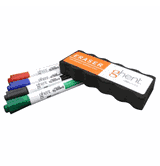 Dry Erase Markers, Assorted Colors, 4-Count, 1 Eraser