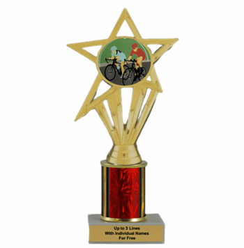 Economy Cycling Trophy with Insert and Choice of Column - Click to enlarge