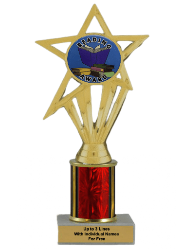 Reading Medals Award Trophy With Free Lanyard - Great For School & Reading Programs (TS513)