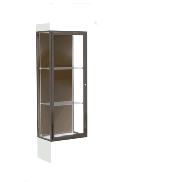 Edge Lighted Floor Display Case, 12" Frosty White Base w/ Chocolate Back and Dark Bronze Aluminum Frame, 76"H x 24"W x 20"D - Click to enlarge