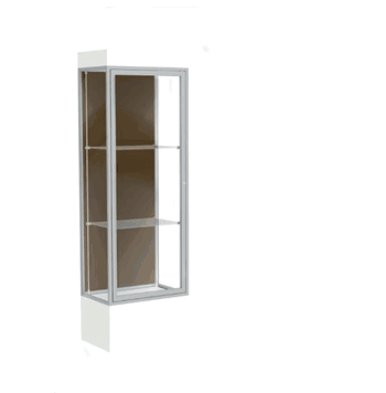 Edge Lighted Floor Display Case, 12" Frosty White Base w/ Chocolate Back and Satin Natural Aluminum Frame, 76"H x 24"W x 20"D - Click to enlarge