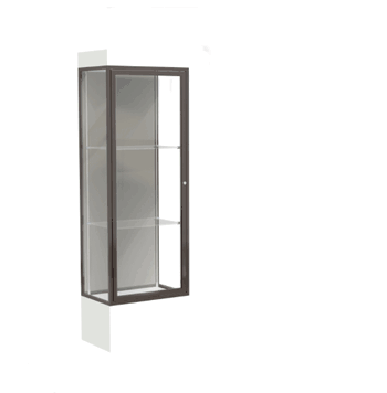 Edge Lighted Floor Display Case, 12" Frosty White Base w/ Harbor Back and Dark Bronze Aluminum Frame, 76"H x 24"W x 20"D - Click to enlarge