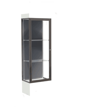 Edge Lighted Floor Display Case, 12" Frosty White Base w/ Slate Back and Dark Bronze Aluminum Frame, 76"H x 24"W x 20"D - Click to enlarge