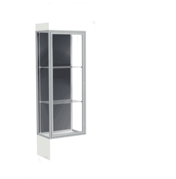 Edge Lighted Floor Display Case, 12" Frosty White Base w/ Slate Back and Satin Natural Aluminum Frame, 76"H x 24"W x 20"D - Click to enlarge