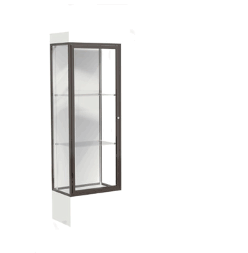 Edge Lighted Floor Display Case, 12" Frosty White Base w/ White Back and Dark Bronze Aluminum Frame, 76"H x 24"W x 20"D - Click to enlarge