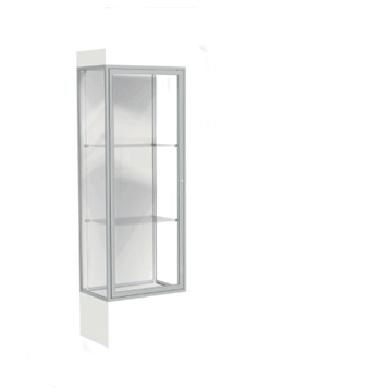 Edge Lighted Floor Display Case, 12" Frosty White Base w/ White Back and Satin Natural Aluminum Frame, 76"H x 24"W x 20"D - Click to enlarge