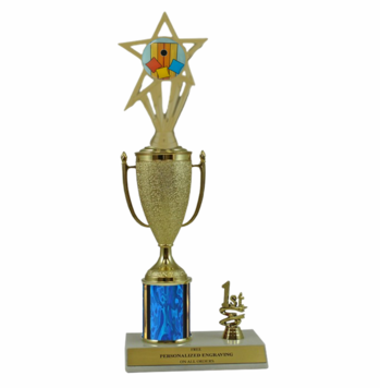 Elite Cornhole 1st, 2nd and 3rd Place Award Cup & Column Trophy with Insert - Click to enlarge