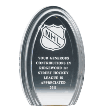 Elongated Oval Shaped Acrylic Trophy - Click to enlarge