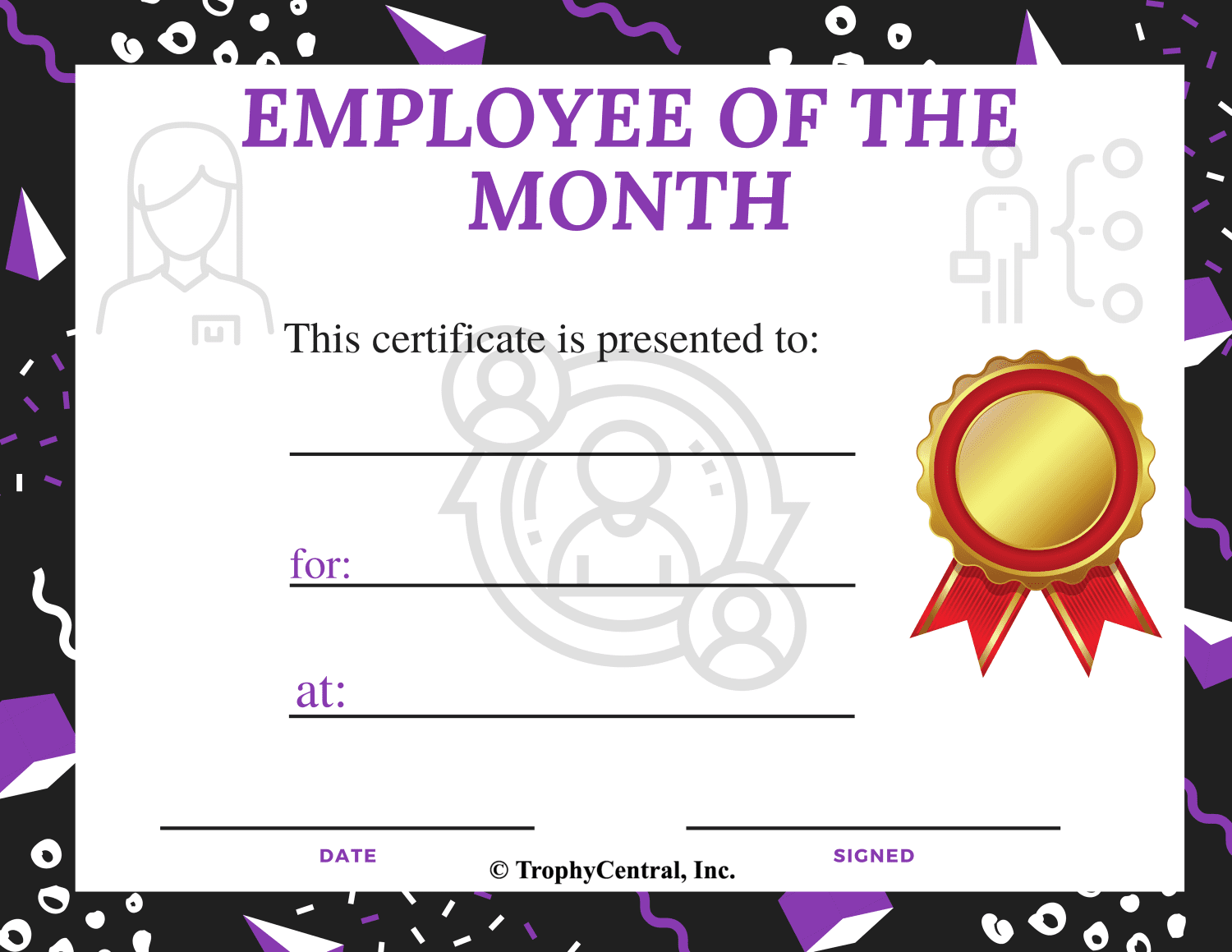 Free Employee of the Month Certificate Template | TrophyCentral