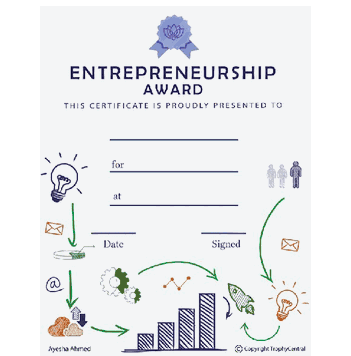 Entrepreneurship Award Certificate - Free Template - Click to enlarge