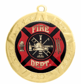 Epoxy Dome Gold Frame Insert Medal: Fire Department