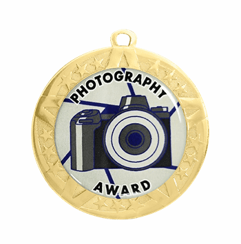 Photography Epoxy Dome Insert Medal - Gold Frame, 2 3/4" - Click to enlarge