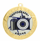 Photography Epoxy Dome Insert Medal - Gold Frame, 2 3/4"