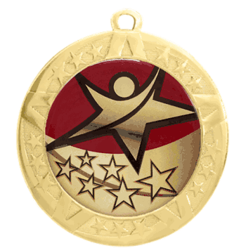 Epoxy Dome Gold Frame Insert Medal: Rising Star - Click to enlarge