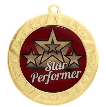 Epoxy Dome Gold Frame Insert Medal: Star Performer - Click to enlarge