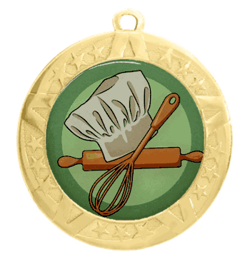 Epoxy Dome Insert Gold Frame Medal: Baking - Click to enlarge