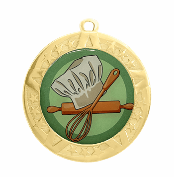 Epoxy Dome Insert Gold Frame Medal: Baking - Click to enlarge