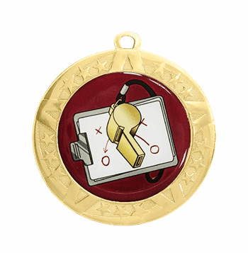 Coach Epoxy Dome Insert Medal - Gold Frame, 2 3/4" - Click to enlarge