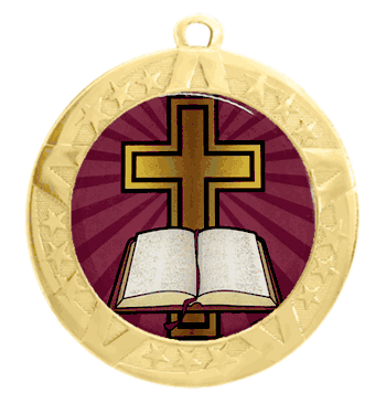 Epoxy Dome Insert Gold Frame Medal: Cross - Click to enlarge