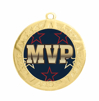 MVP Epoxy Dome Insert Medal - Gold Frame, 2 3/4" - Click to enlarge