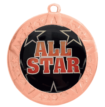Epoxy Dome Insert Medal with Bronze Frame: All Star - Click to enlarge